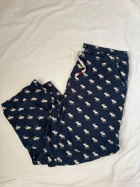 🔥 VINTAGE Abercrombie & Fitch Blue MOOSE Pajama Pants XL | Iconic Y2K Cozy